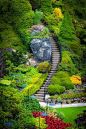 Butchart Gardens Stairs, Vancouver, BC, Canada #摄影# #美景#