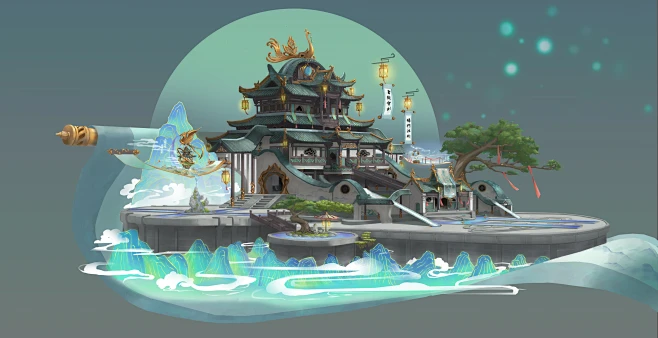 修仙第一门派藏书阁+气氛图-花瓣网