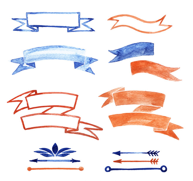 13款水彩丝带条幅与花边矢量图jpg