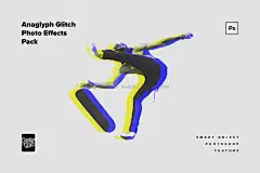 复古数字电影艺术RGB失真故障风错位偏移叠印图像照片滤镜PS样机特效模板 Anaglyph Glitch Photo Effects Pack插图4