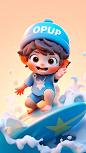 Mj 绘画 夏日冲浪小男孩