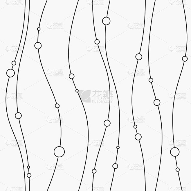 抽象的平滑线条和圆的无缝图案。