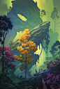 Vegetal Chasm，法国概念艺术家Sylvain Sarrailh 清新场景