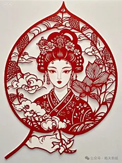 剪纸底稿（叶雕古典美人）