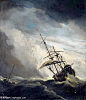 ship in high seas caught by a squall