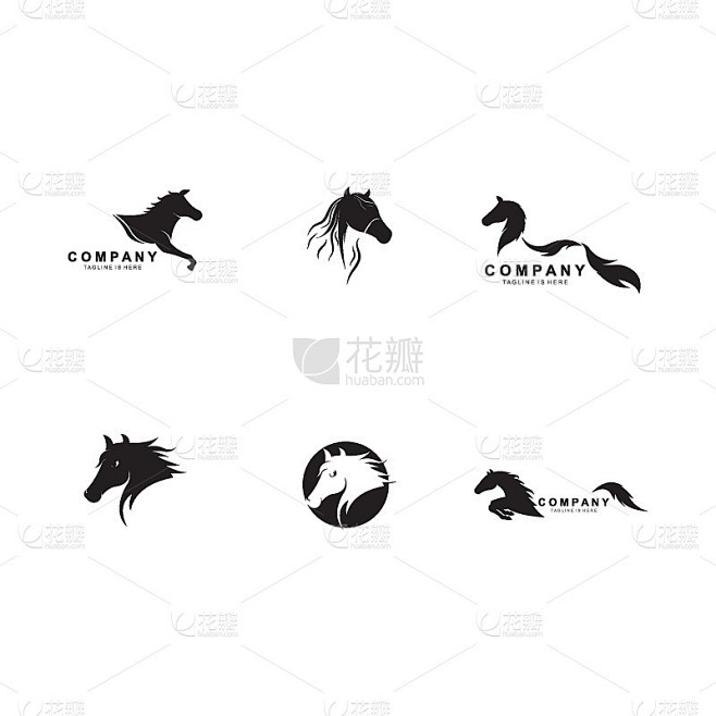 马标志模板矢量插图素材-花瓣网