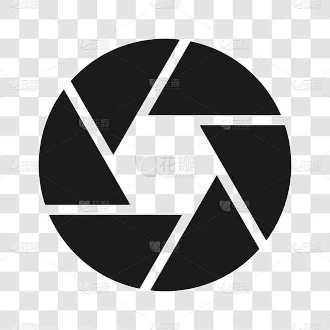 照相机快门图标。聚焦透镜光圈符号隔离在透明背景上。矢量插图。素材-花瓣网