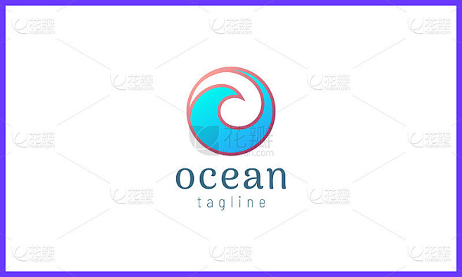 亮蓝色海浪标志设计