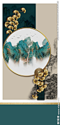 金色发财树山水银杏叶装饰画