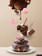 巧克力 甜品冰淇淋 冰淇淋 草莓糖果 悬浮 海报