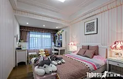 现代飘窗卧室壁纸新房装饰图—土拨鼠装饰设计门户