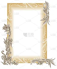 棕色花边框