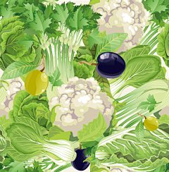qumytywl采集到鲜美水果牛奶蔬菜手绘插画矢量图素材合集