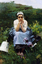 西班牙印象派画家Joaquín Sorolla y Bastida人物油画