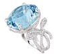 Chanel Bow Ring with Aquamarine and Diamonds