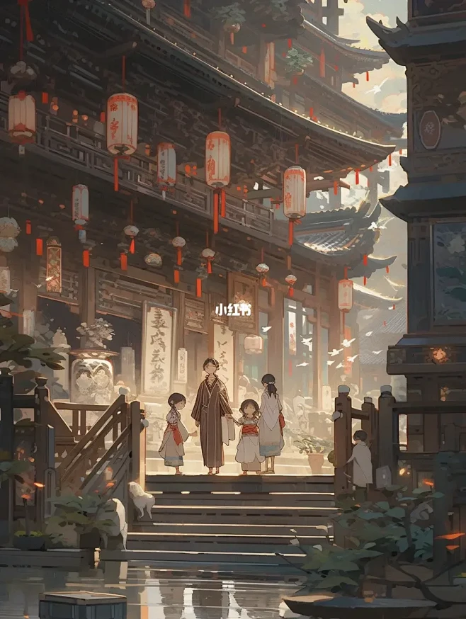 Ai古风插画|它们像你们去过的哪座古城？-花瓣网
