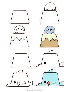 梯形小动物简笔画( • ̀ω•́ )✧又可爱又简单～ ​​​​