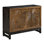 inFurniture Inc., - Media Accent Cabinet With Three Circular Styled Golden Doors, Black, 47" - Buffets and Sideboards