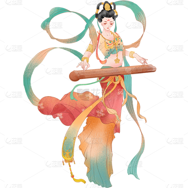 敦煌写实插画飞天仙女人物元素素材