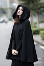 hooded wool coat for women in winter color: black, gray, blue, red, green, pink  hooded cape wool coat for women high end fabric 100% cashmere wool. fully lined military button panel oversized hooded design strong sense of presence