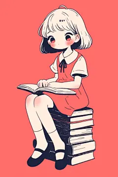 儿童阅读手绘图库