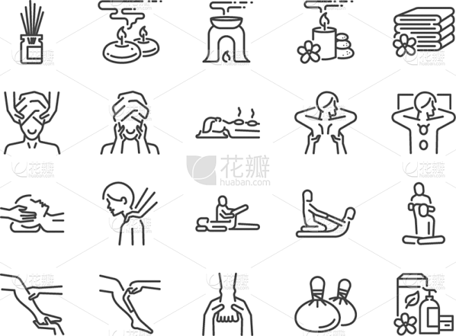 图标集,spa美容,计算机图标,噪声,线...