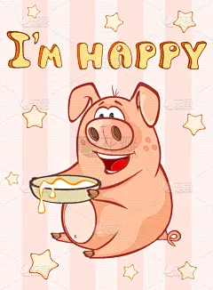 贺卡,猪,幸福,矢量,小的,人生大事,生日卡,立陶宛共和国,可爱的,食品