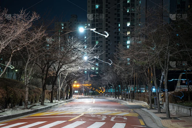 夜晚,街道,城市生活,照明设备,图像,现代,路灯,无人,韩国,光素材-花瓣网