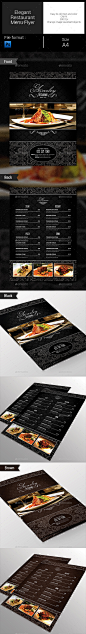 Elegant Restaurant Menu Flyer 优雅餐厅菜单传单模板素材源文件-淘宝网
