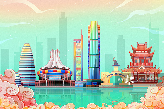 国潮风广西南宁地标建筑