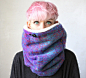 Wool cowl hood, Iridescent hooded cowl, Snock® in lovely multi-color wool blend with faux fur lining