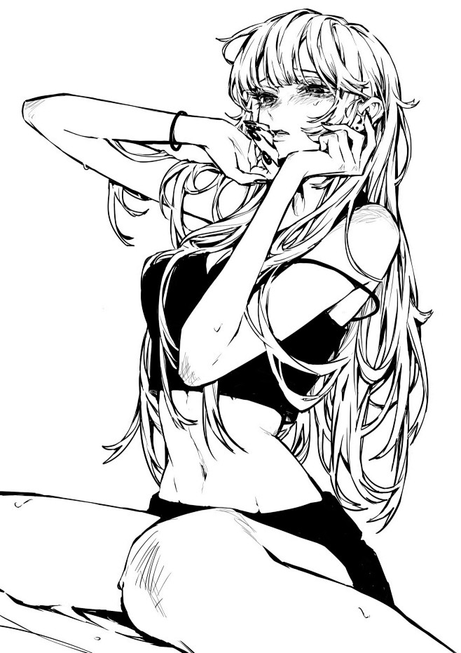 目光锐利的黑白线稿，... - @美术匠...