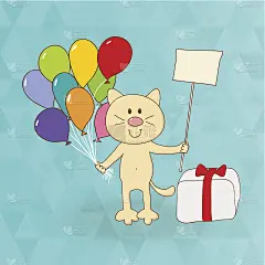 有趣的卡通猫与气球