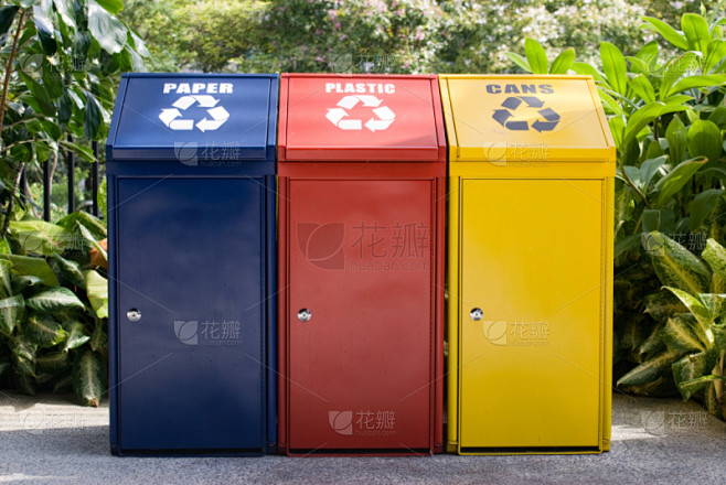 回收桶,色彩鲜艳,城市生活,有序,塑胶,...