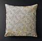 RH Modern's Metallic Cowhide Filigree Pillow Cover - Square:Inspired by architectural detailing, our pillow cover's geometric lacework shimmers with light and energy. Soft cowhide – laser-cut and hand-screened with a metallic foil – creates a stunning pat