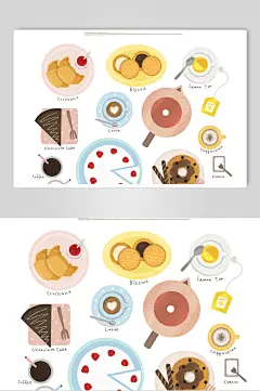 清新糕点美食插画素材