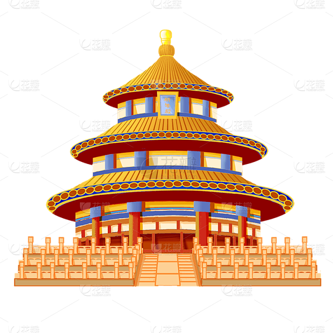 手绘-传统中国风建筑贴纸6