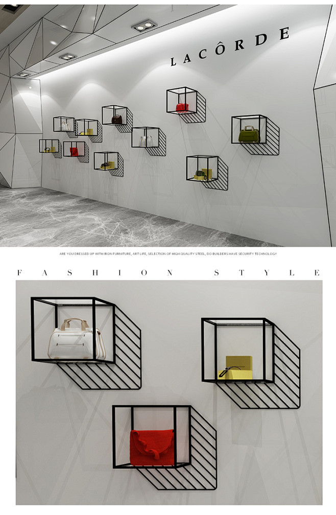 铁艺创意服装店挂式包包展示架橱窗精品陈列...
