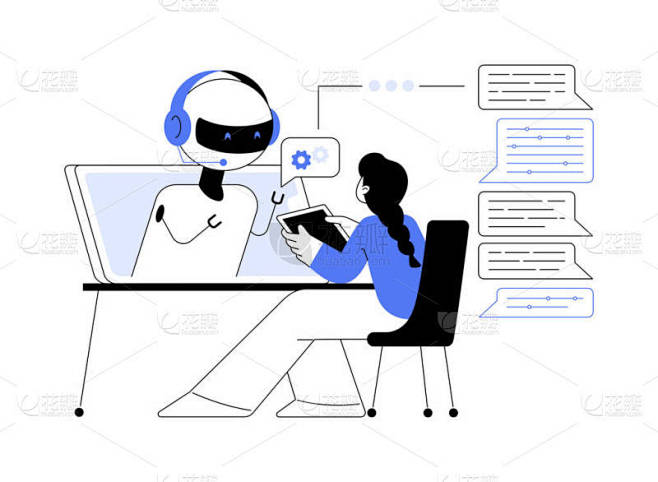 Chatbot客户服务摘要概念向量示例.客户服务机器人、零售人工智能、电子商务聊天机器人、自助体验、