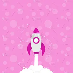 火箭飞船快速直接发射到外层空间的插图。宇宙飞船画在高空飞行。漂浮在空中的航天飞机卡通。