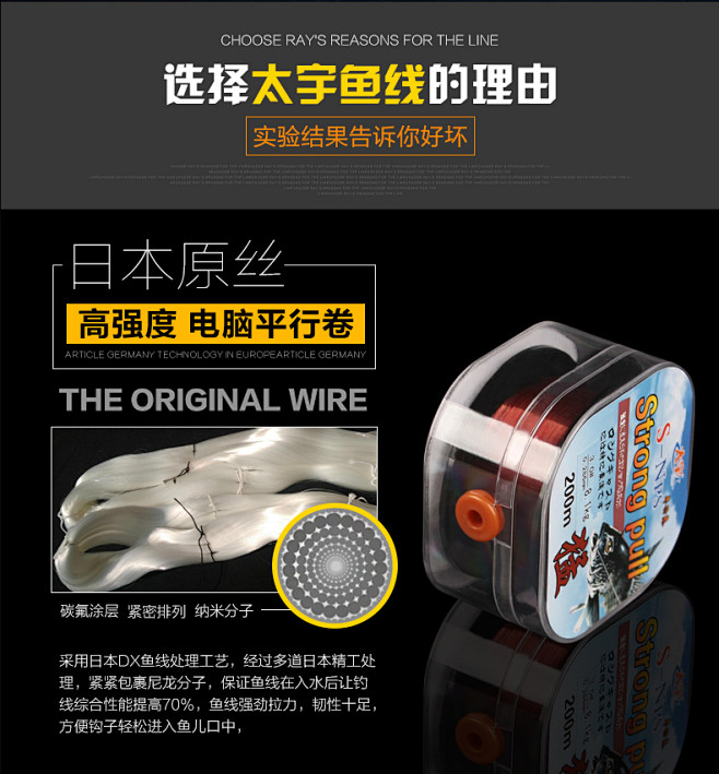 进口200米鱼线主线子线台钓渔线超强拉力...