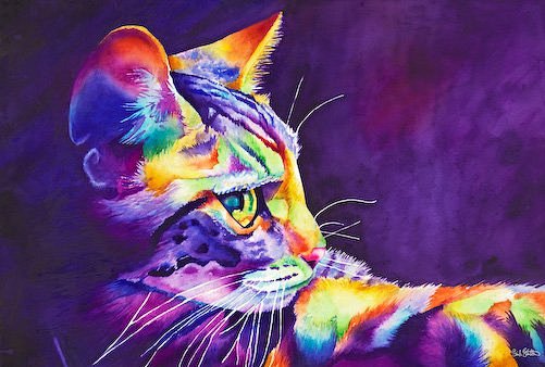 手绘水彩猫咪