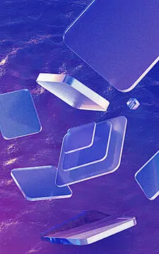 点击来源直接获取大图文件 |Gradient glasses and cubes, 3d rendering.