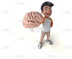 有趣的3D卡通亚洲青少年