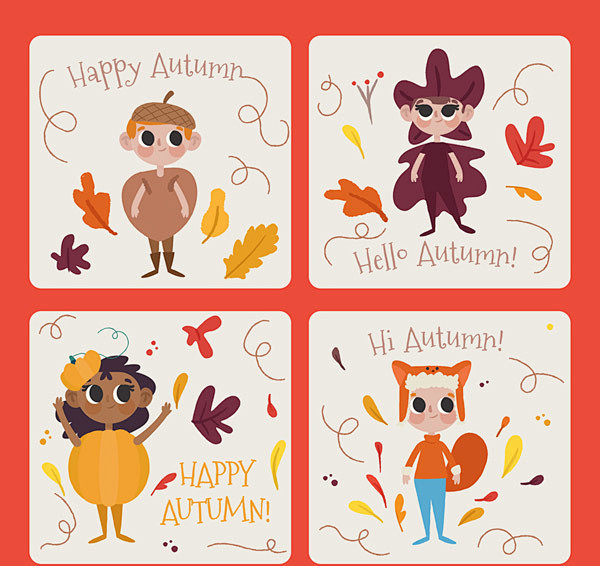 秋季儿童卡片