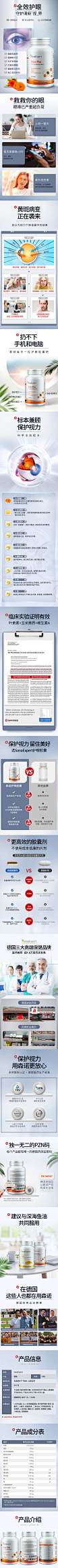德国进口 叶黄素护眼胶囊成人缓解视力疲劳维生素A玉米黄保护视力 临床证明 对比 展示 信息 展示