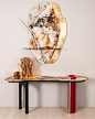 Oval granite and wooden console table CHIADO by Greenapple_6