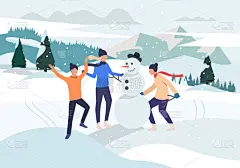 人,户外,雪人,一个人,环境,雪,天气,模板,虚拟角色,儿童