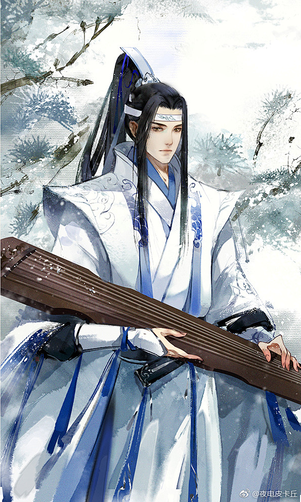 78魔道祖师夜电皮卡丘作品蓝湛蓝忘机古风美男手绘同人手绘tv动画