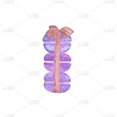 水彩温柔的紫罗兰薰衣草传统法国饼干杏仁饼干排列手绘插图贺卡，邀请，菜单，旅游广告和小册子